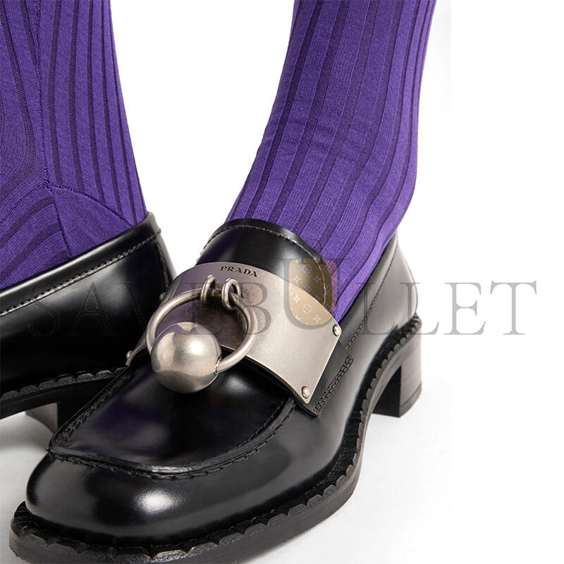 PRADA BRUSHED LEATHER LOAFERS WITH METAL DETAILS 1D981N PRADA BRUSHED LEATHER LOAFERS WITH METAL DETAILS 1D981N